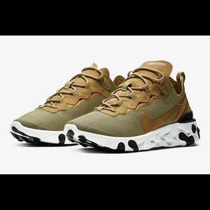 Nike React Element 55 Met Gld Wht Blk Mens Sz 9